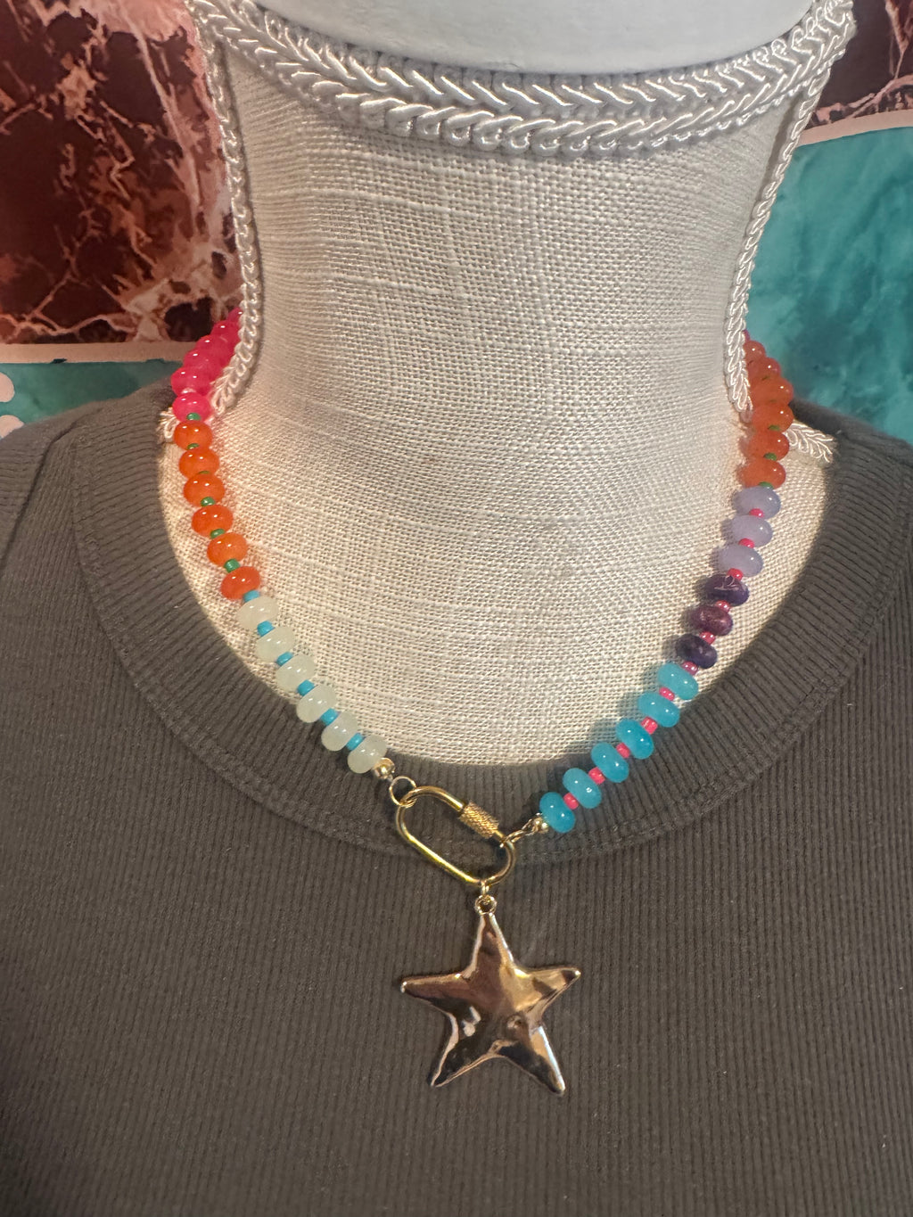 Candy Necklace with Amethyst Jasper Beads – 18” in