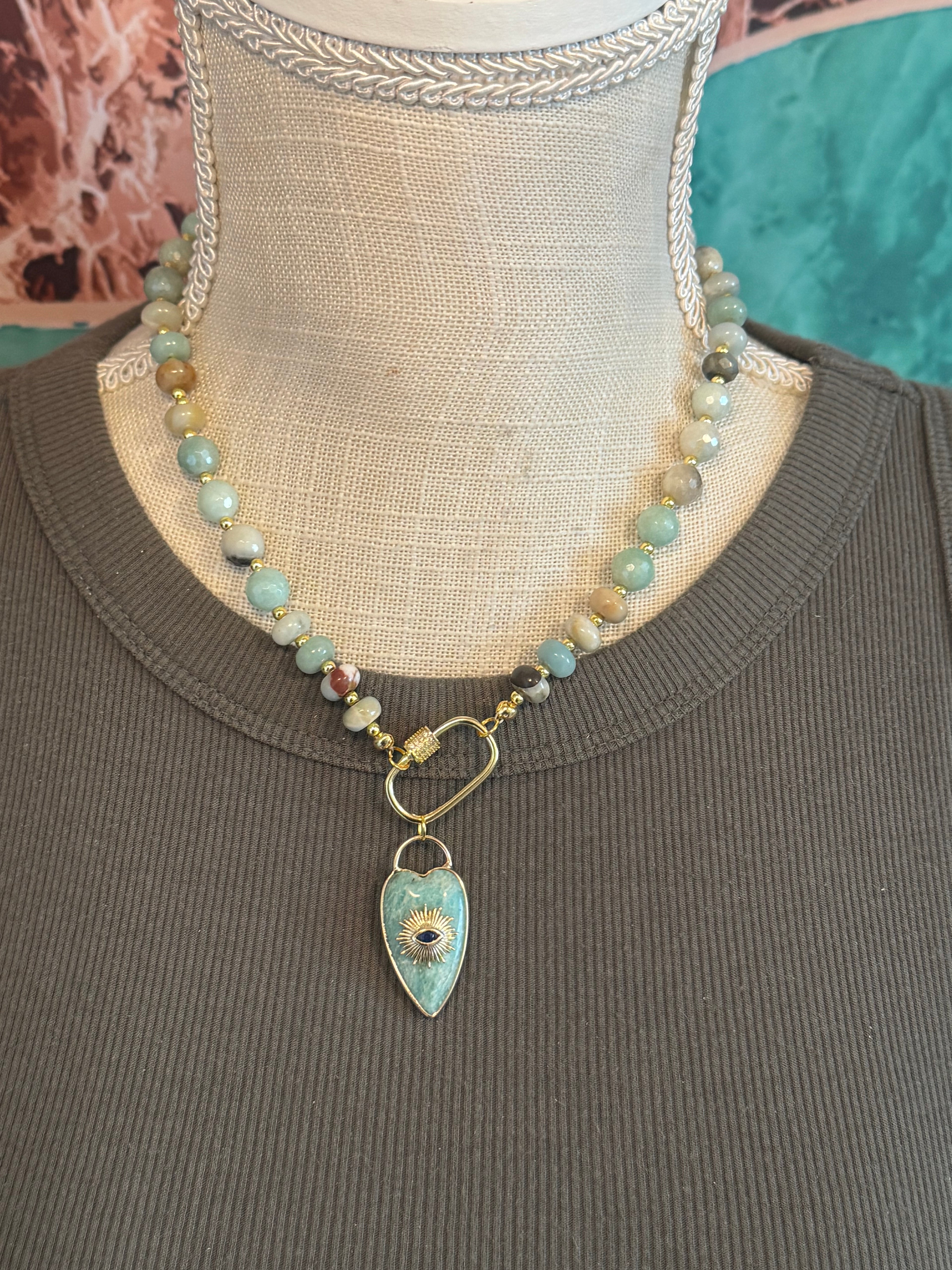Amazonite Evil Eye Necklace – 18”