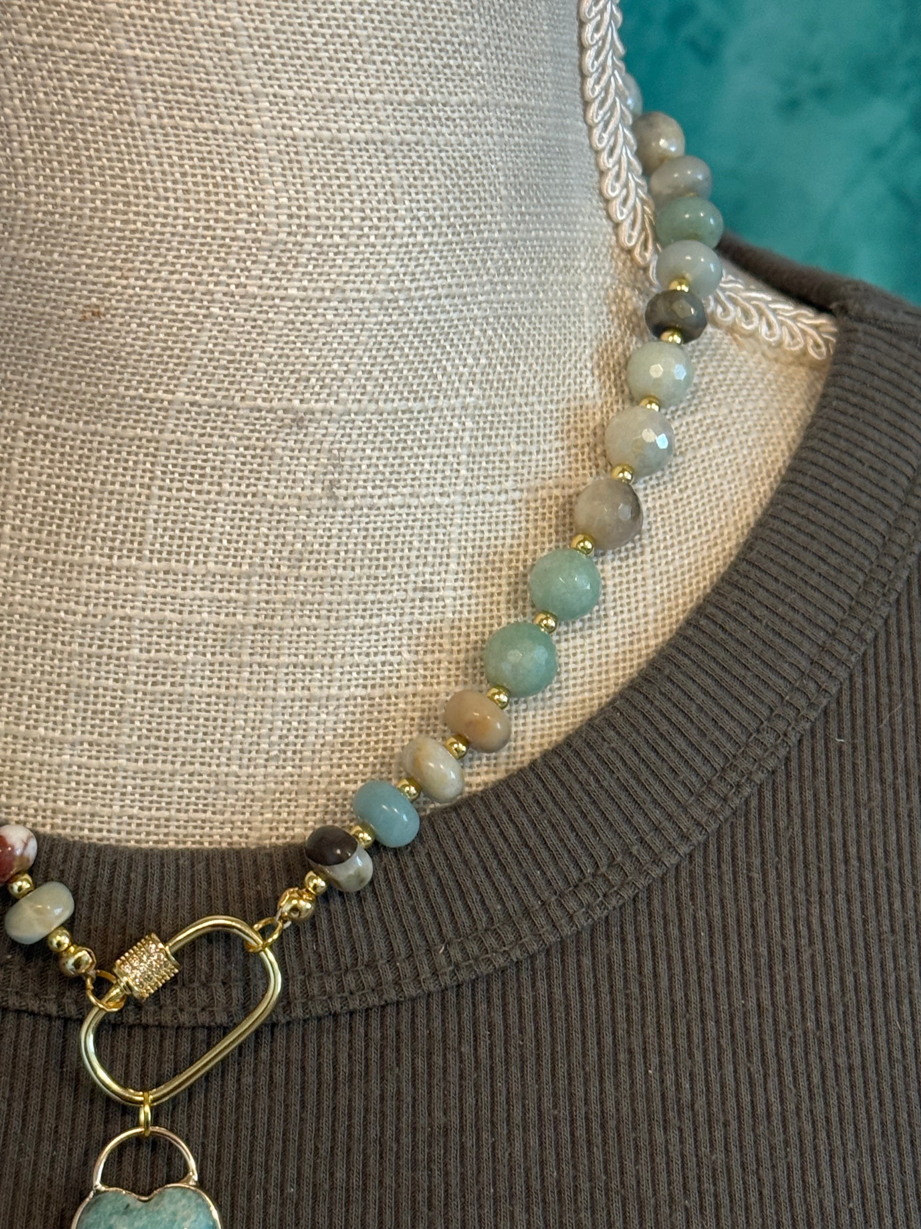 Amazonite Evil Eye Necklace – 18”