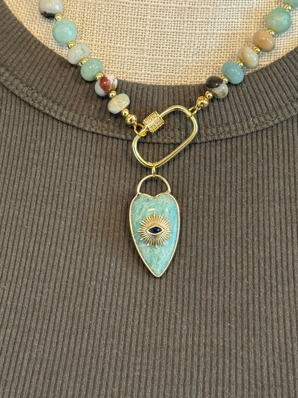 Amazonite Evil Eye Necklace – 18”