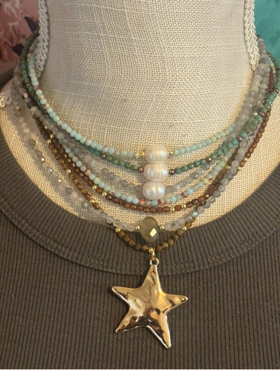 Gemstone seed bead necklaces 16” Collection