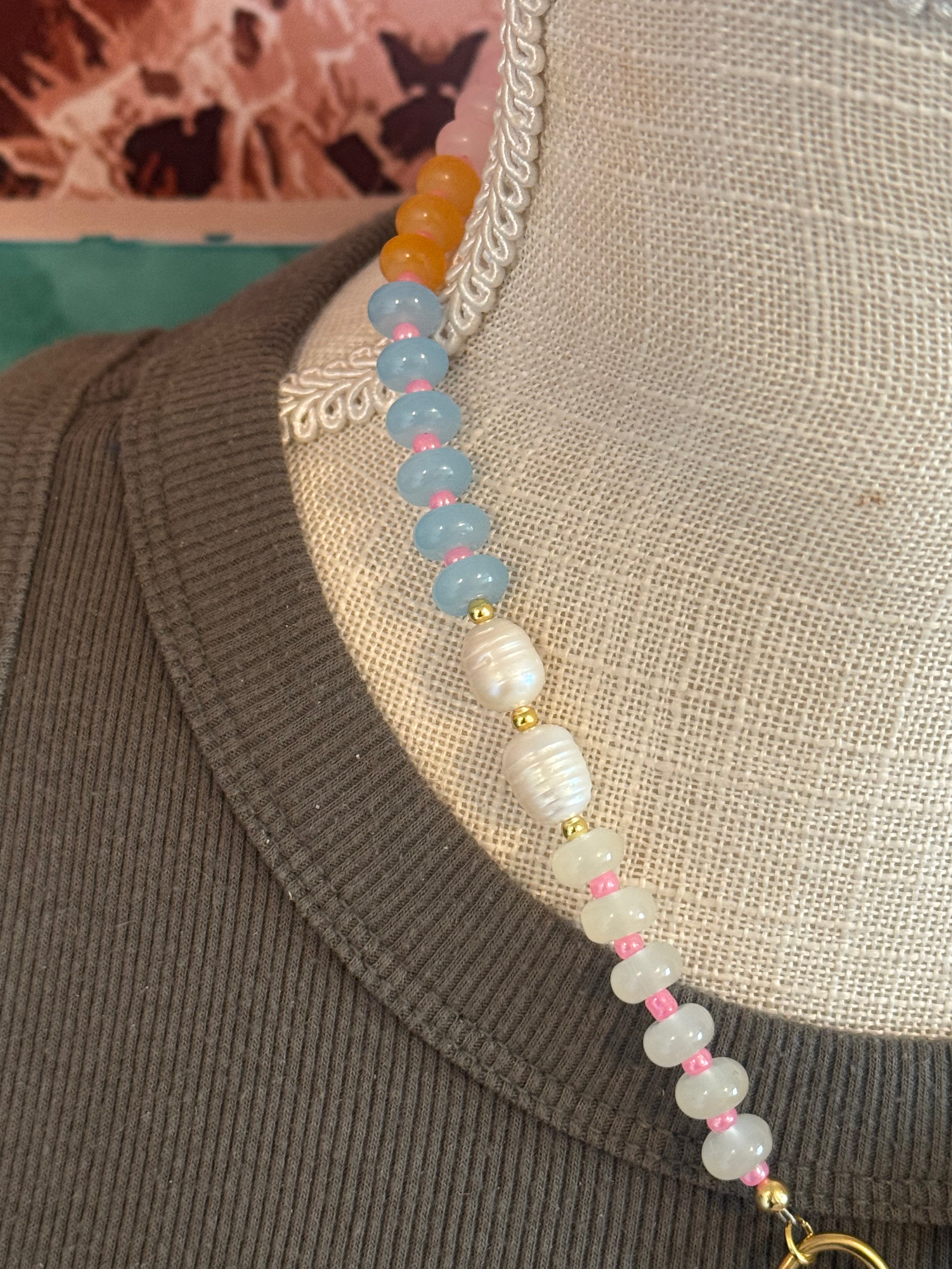 Candy Necklace with Rose Quartz Heart Pendant – 18”