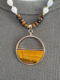 Tiger eye and Pearl Necklace 18”