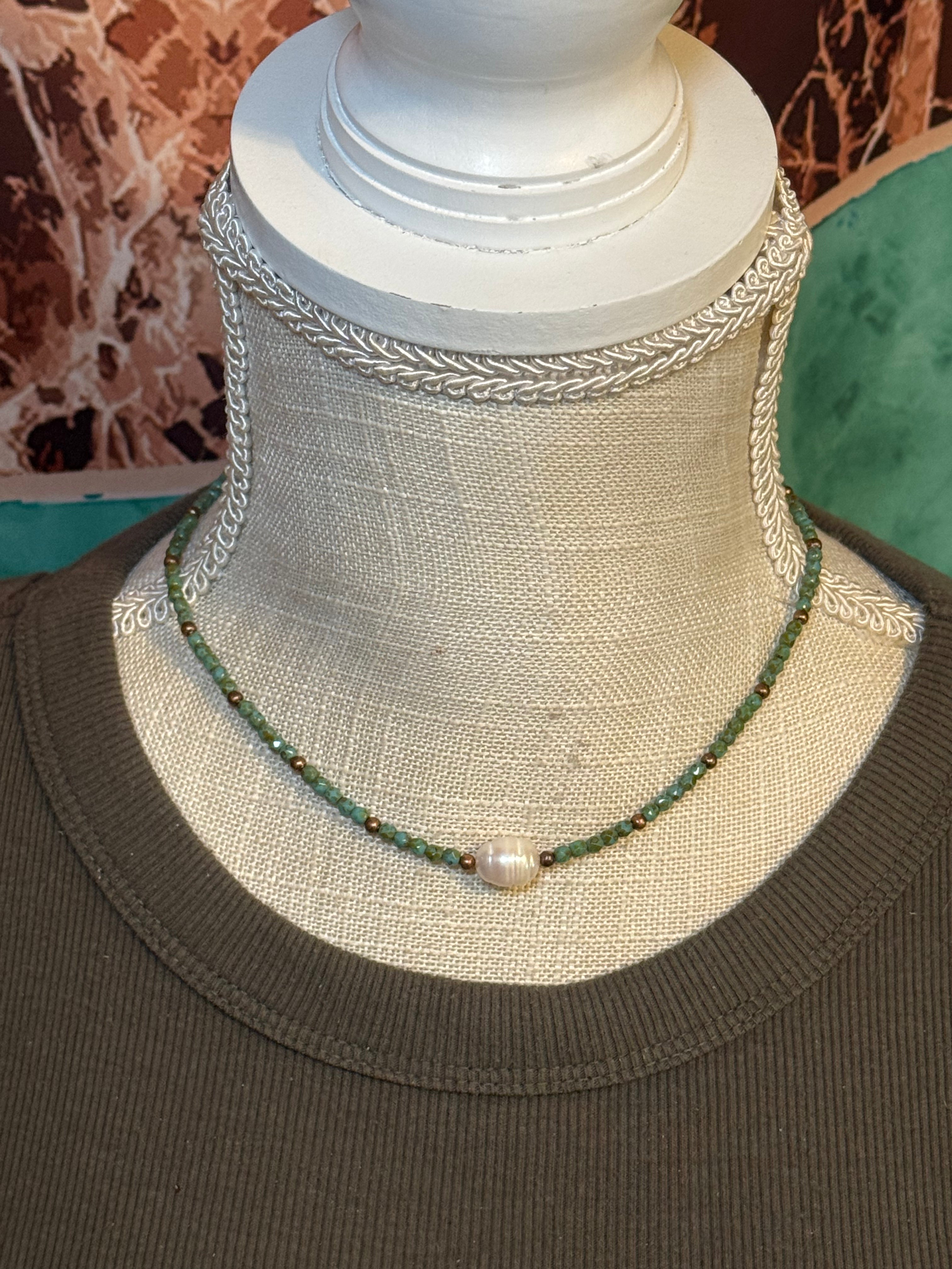 Gemstone seed bead necklaces 16” Collection
