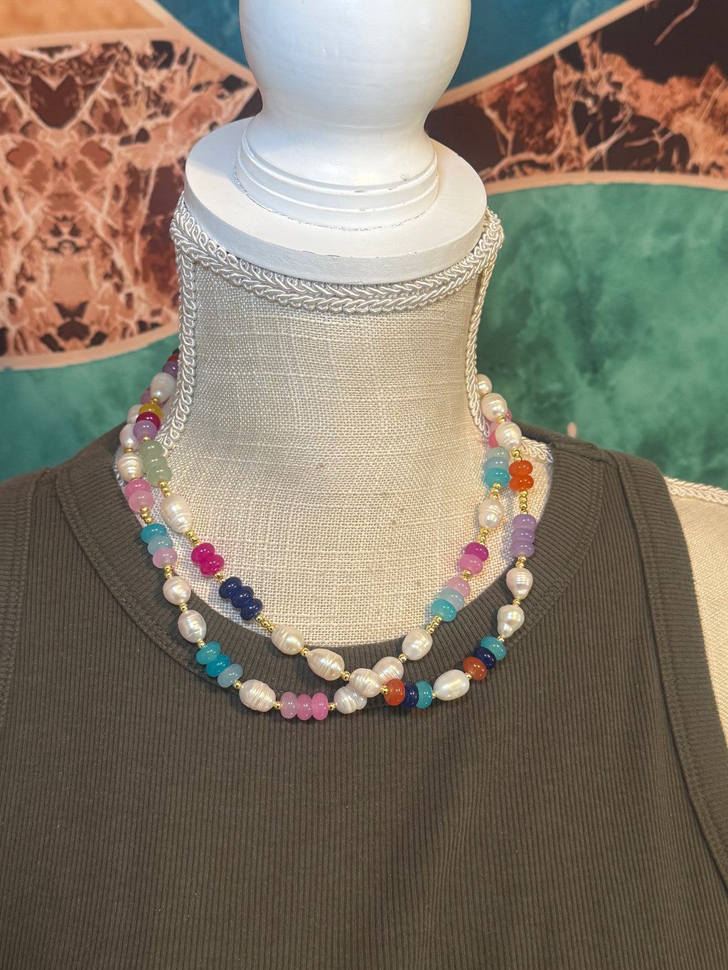 Pearl & Glass Bead Necklace – 18”