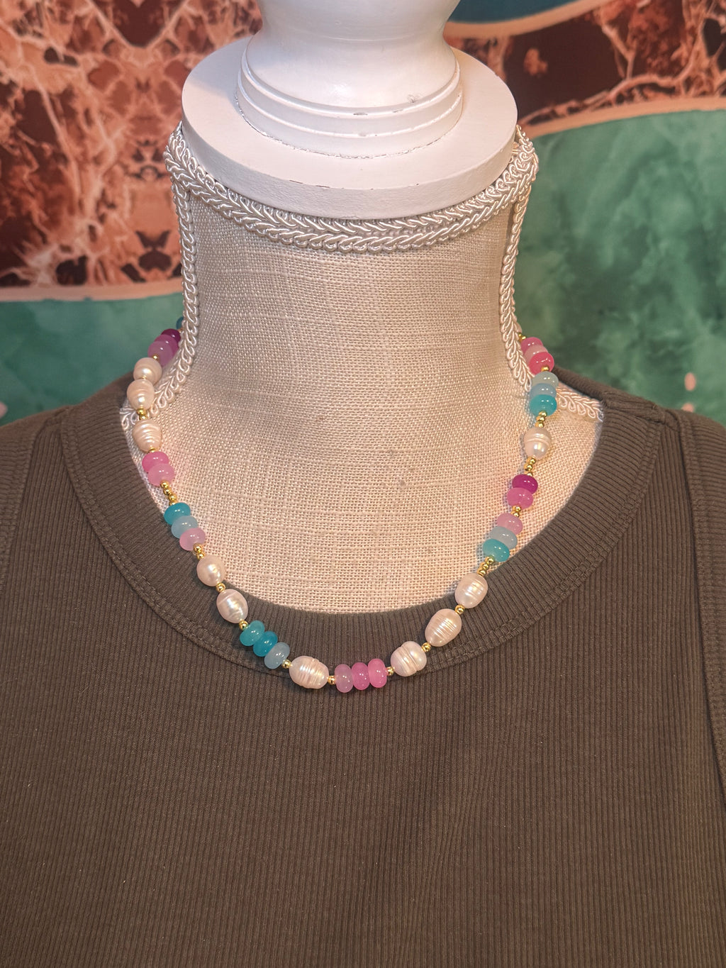 Pearl & Glass Bead Necklace – 18”