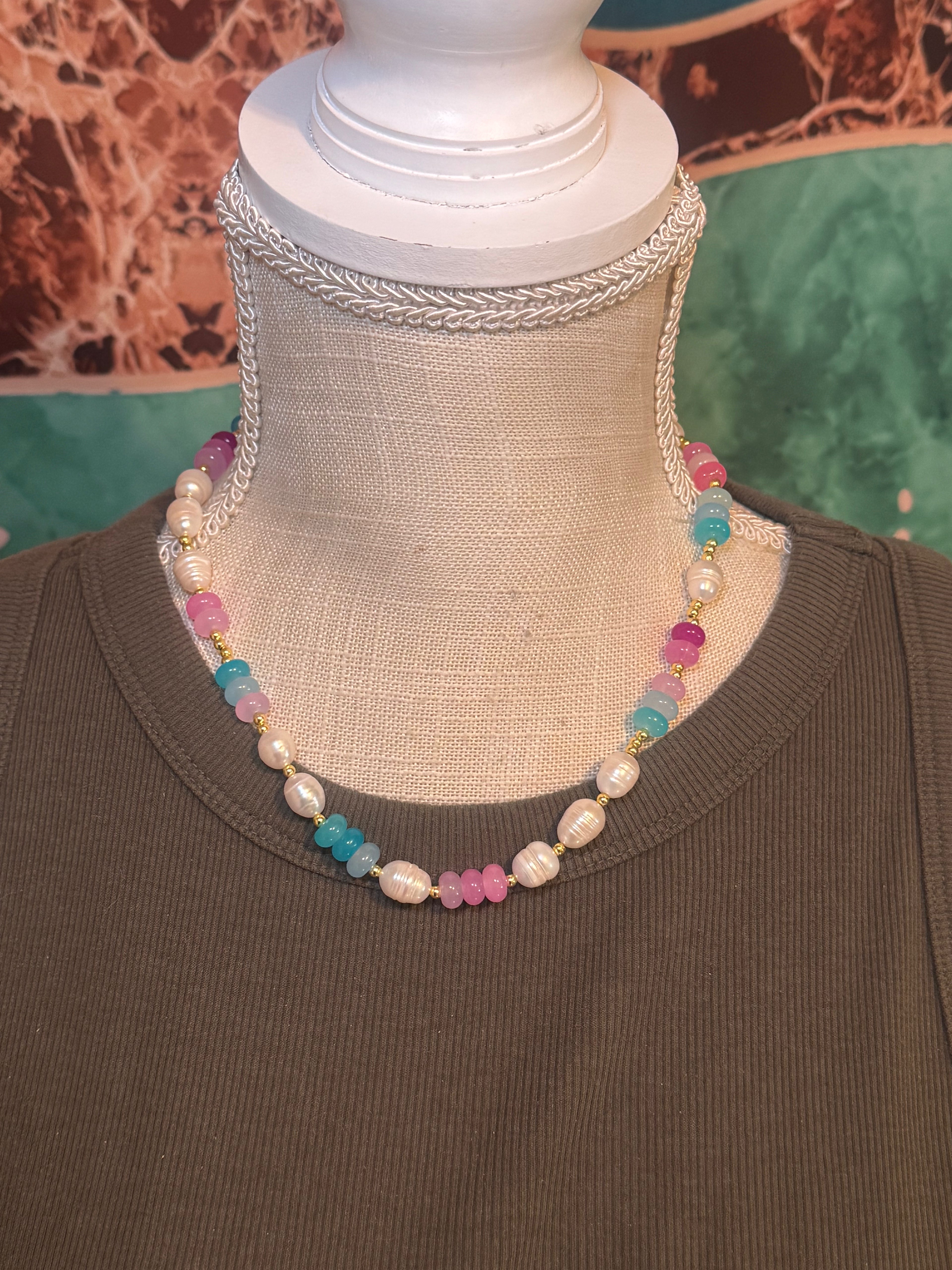 Pearl & Glass Bead Necklace – 18”