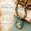 20” Imperial Jasper, Raw Turquoise & Abalone Necklace with Sterling Silver Abalone Pendant