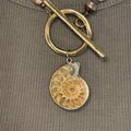 18” Fire Opal Necklace with Ammonite Pendant