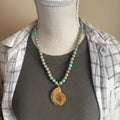 Ammonite Fossil Necklace with Turquoise, Snakeskin Jasper and Picture Jasper/20"