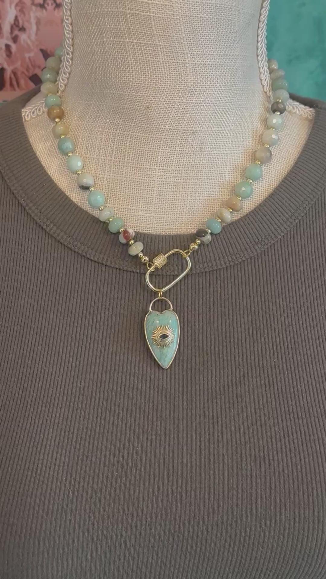 Amazonite Evil Eye Necklace – 18”