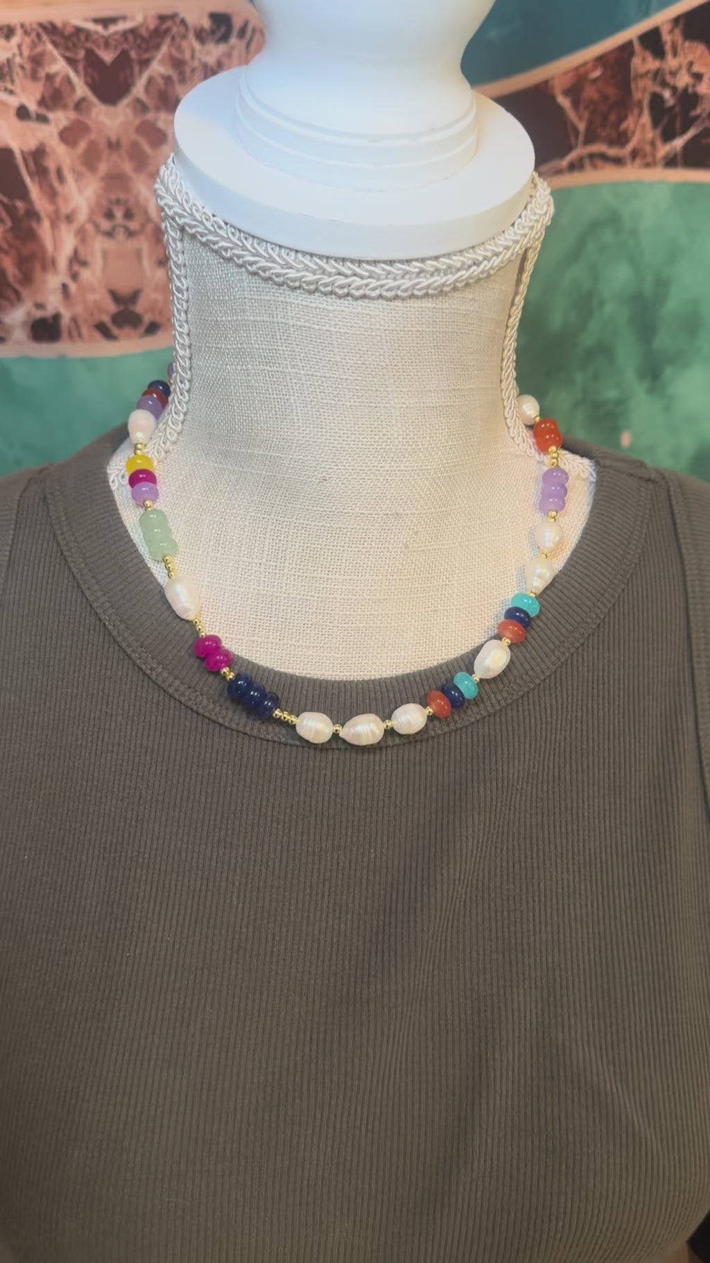 Pearl & Glass Bead Necklace – 18”