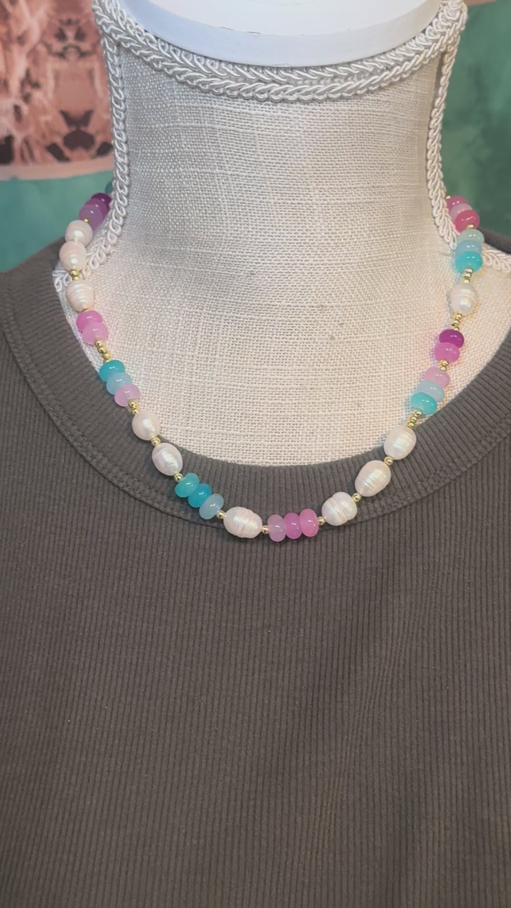 Pearl & Glass Bead Necklace – 18”